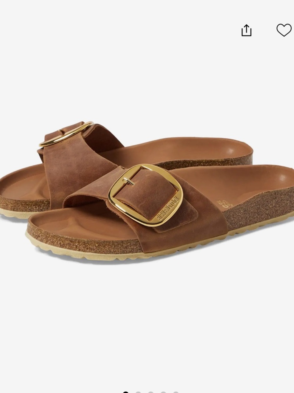 Birkenstock Brown Madrid Big Buckle Slide Sandals with Gold Buckles